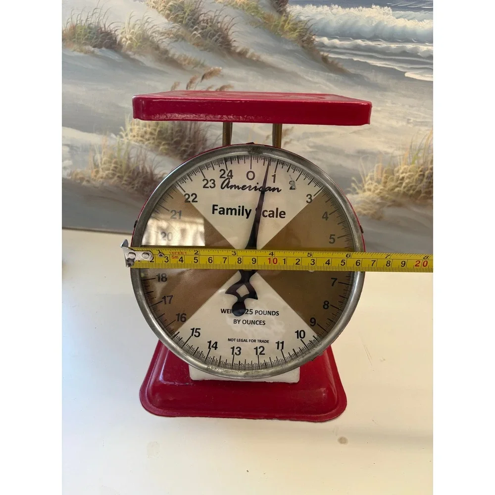 Vintage American Family Scale Red White Metal 25 Lbs Kitchen Farmhouse Decor